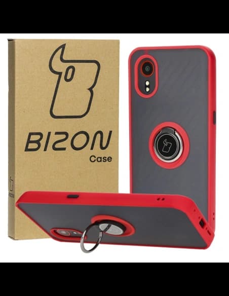 Bizon Case Hybrid Ring Samsung Galaxy Xcover7 smoky with a red frame
