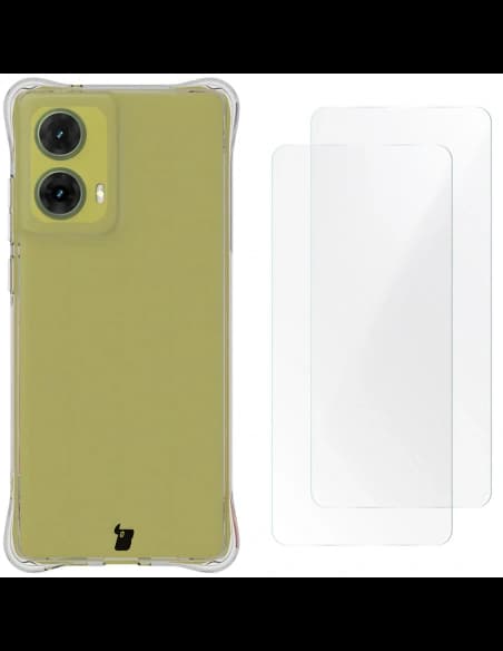 Etui + 2x folia na ekran Bizon Case Clear Pack do Motorola Moto G85 5G przezroczyste
