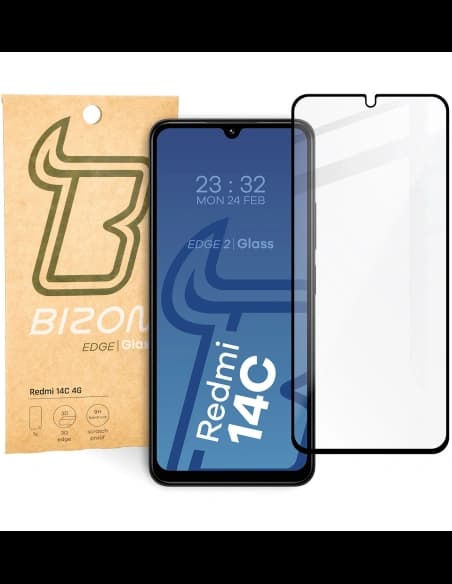 Szkło hartowane Bizon Glass Edge 2 do Xiaomi Redmi 14C 4G / POCO C75 czarna ramka