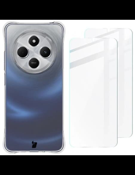 Etui + 2x szkło na ekran Bizon Case Clear Pack do Redmi 14C 4G przezroczyste
