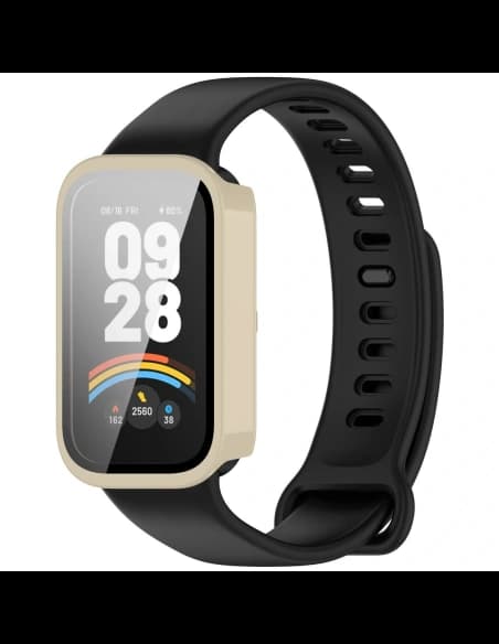 Bizon Case+Glass Uhr Xiaomi Smart Band 9 Active / Redmi Smart Band 3 beige