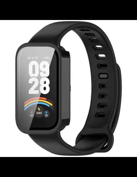 Bizon Case+Glass Uhr Xiaomi Smart Band 9 Active / Redmi Band 3 schwarz