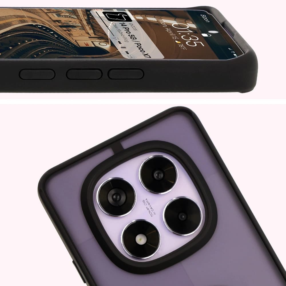 Bizon Case Hybrid Ring Xiaomi Redmi Note 14 Pro 5G / Poco X7 rauchig mit einem schwarzen Rahmen - 3