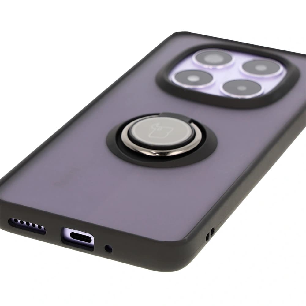 Bizon Case Hybrid Ring Xiaomi Redmi Note 14 Pro 5G / Poco X7 rauchig mit einem schwarzen Rahmen - 5