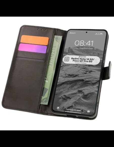 Bizon tok zsebhez Xiaomi Redmi Note 14 5G / Poco M7 Pro 5G fekete