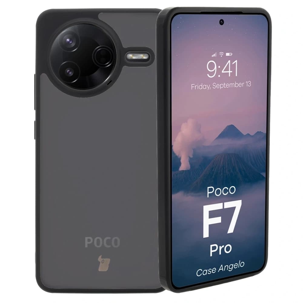 Bizon Case Angelo Xiaomi Poco F7 Pro smoked with a black frame