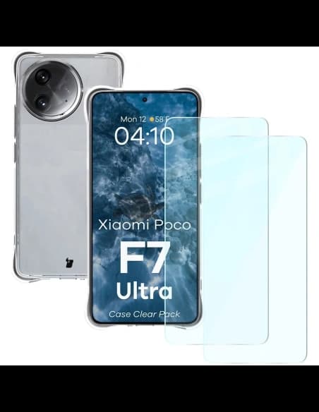 Bizon Case Clear Pack Hülle + 2x Bildschirmglas Xiaomi Poco F7 Ultra