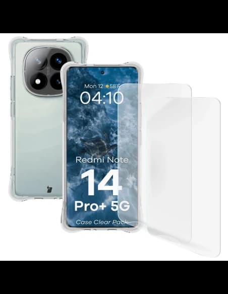 Bizon Case Clear Pack flexibilní pouzdro + 2x ochranná fólie na displej Xiaomi Redmi Note 14 Pro+ Plus 5G