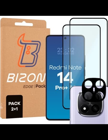 Bizon Edge 2 3D Pack 2x tvrzené sklo + 1x ochrana objektivu Xiaomi Redmi Note 14 Pro Plus 5G