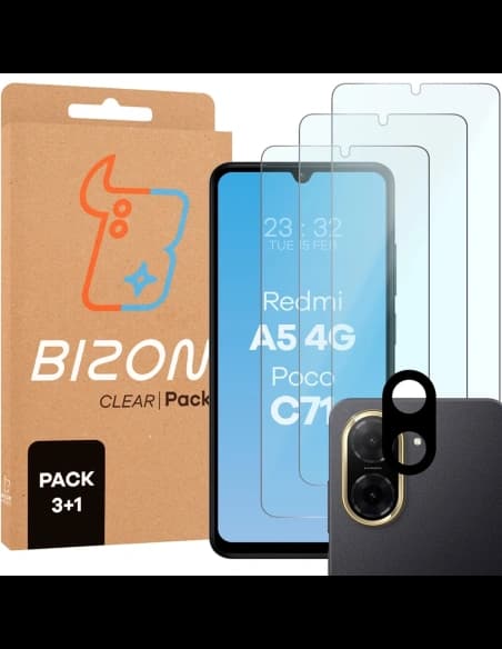 Bizon Glass Clear 2 Pack 3x tempered glass + lens protection Xiaomi Redmi A5 4G / POCO C71 4G
