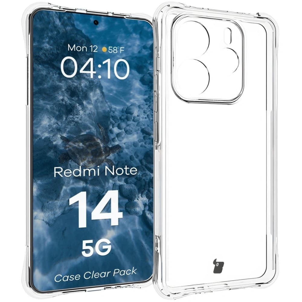 Bizon Case Clear Pack Hülle + 2x Displayschutzglas für Xiaomi Redmi Note 14 5G - 3