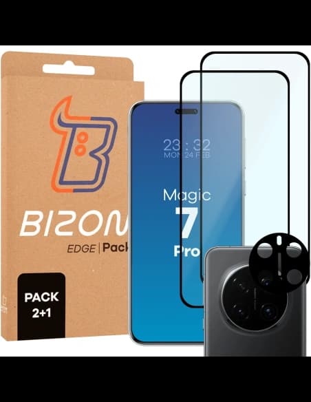 Bizon Edge 3D Pack 2x tempered glass + 1x lens protection Honor Magic7 Pro
