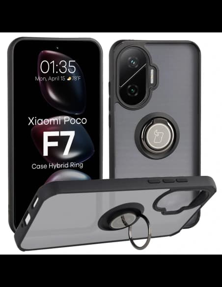 Bizon Case Hybrid Ring Xiaomi POCO F7 smoked with a black frame