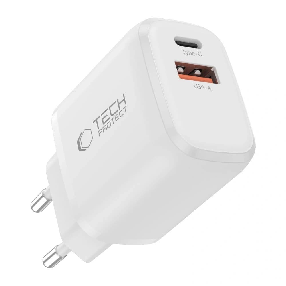 Tech-Protect NCA30 USB-A, USB-C Network Charger PD 30W / QC3.0 + USB-C Cable White - 4