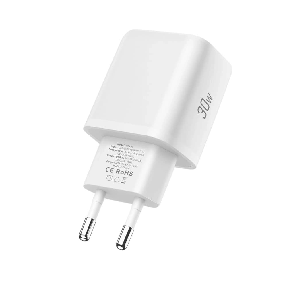 Tech-Protect NCA30 USB-A, USB-C Network Charger PD 30W / QC3.0 + USB-C Cable White - 5