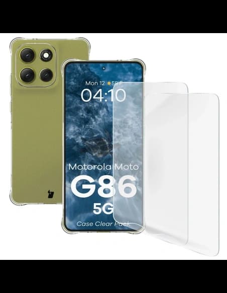 Bizon Case Clear Pack case + 2x screen film Motorola Moto G86 5G