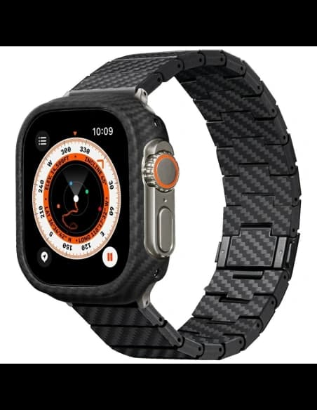 PITAKA Carbonfaser Modern für Apple Watch 1/2/3/4/5/6/7/8/9/10/11/SE/SE 3/Ultra/Ultra 2/Ultra 3 schwarz grau