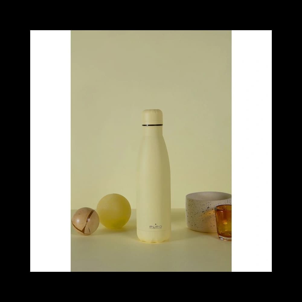 PURO ICON Thermal Stainless Steel Water Bottle 500ml (Light Yellow) (Powder Coating) - 3