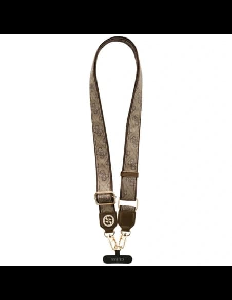 Uniwersalna smycz Guess Universal CBDY 4G Tether Patch Strass Metal Logo brązowy