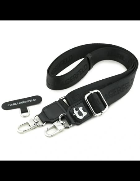 Uniwersalna smycz Karl Lagerfeld Universal Strap Tether Patch Choupette Metal Logo czarny