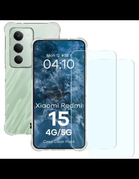 Bizon Case Clear Pack tok + 2x edzett üveg Xiaomi Redmi 15 4G / 5G-hez
