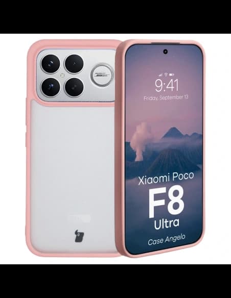 Bizon Case Angelo Xiaomi POCO F8 Ultra semi-transparent with a light pink frame