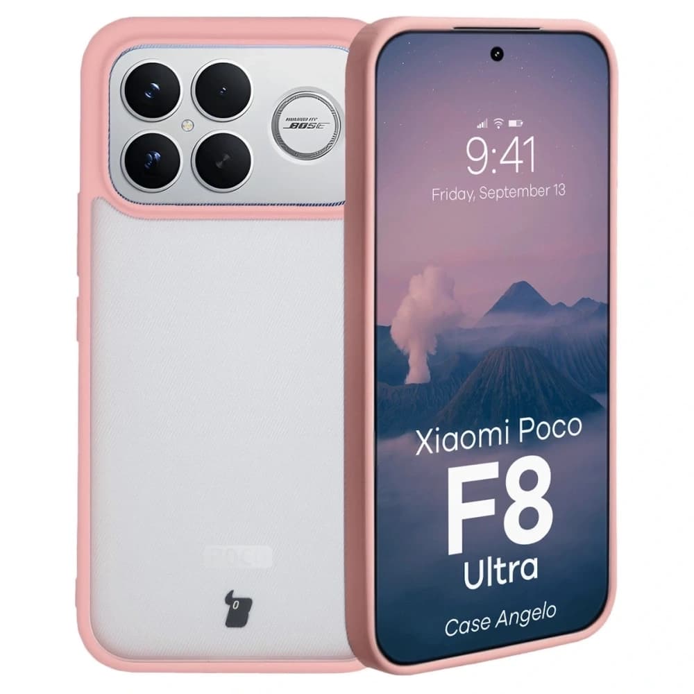 Bizon Case Angelo Xiaomi POCO F8 Ultra semi-transparent with a light pink frame