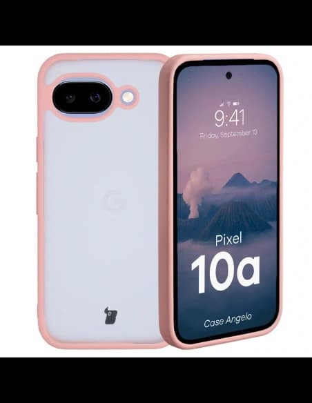 Bizon Case Angelo Google Pixel 10a semi-transparent with a light pink frame