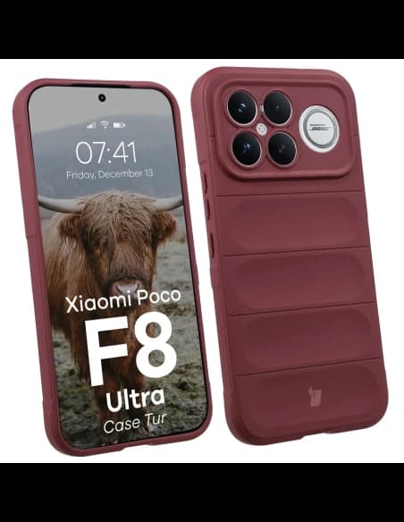 Pancerne etui Bizon Case Tur do Xiaomi POCO F8 Ultra, burgundowe