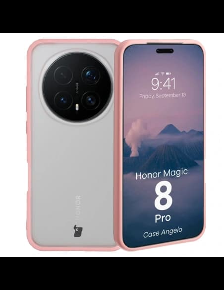 Bizon Case Angelo Honor Magic8 Pro poloprůhledný s světle růžovým rámem