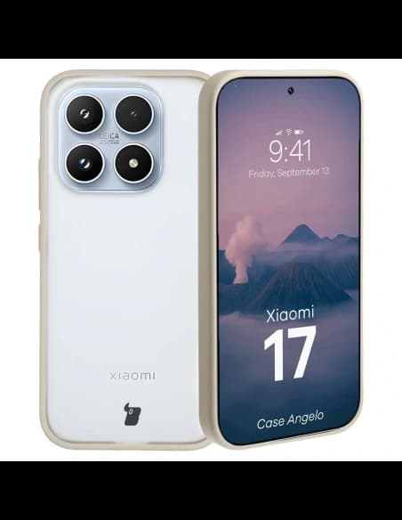 Bizon Case Angelo Xiaomi 17 semi-transparent with a beige frame