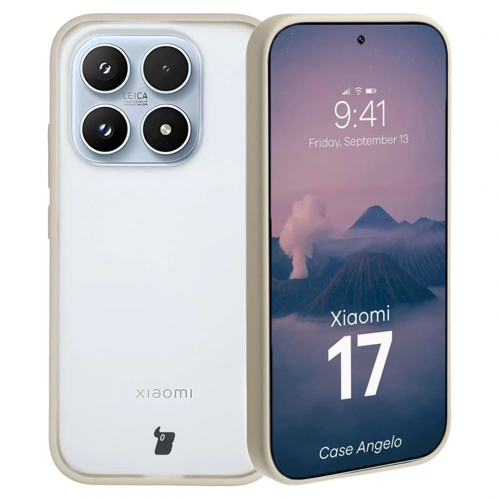 Bizon Case Angelo Xiaomi 17 semi-transparent with a beige frame