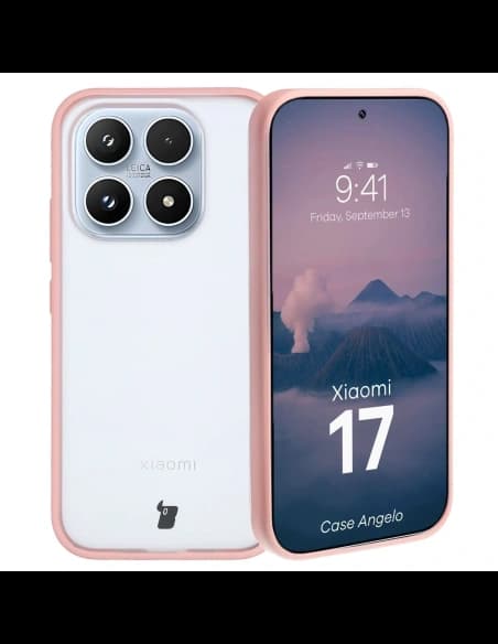 Bizon Case Angelo Xiaomi 17 semi-transparent with a light pink frame