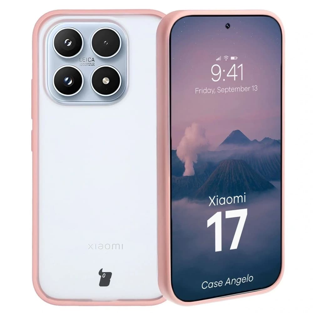 Bizon Case Angelo Xiaomi 17 semi-transparent with a light pink frame